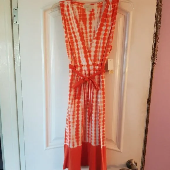 Michael Kors Orange & White Jersey Dress Michael Kors Orange & White Jersey Dress